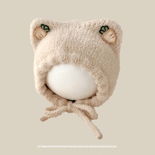 宝宝帽子秋冬女宝可爱婴儿护耳帽小月龄婴幼儿保暖帽宝宝毛线帽