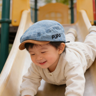 宝宝帽子男童贝雷帽幼童牛仔帽春秋季女童洋气时尚百搭儿童前进帽