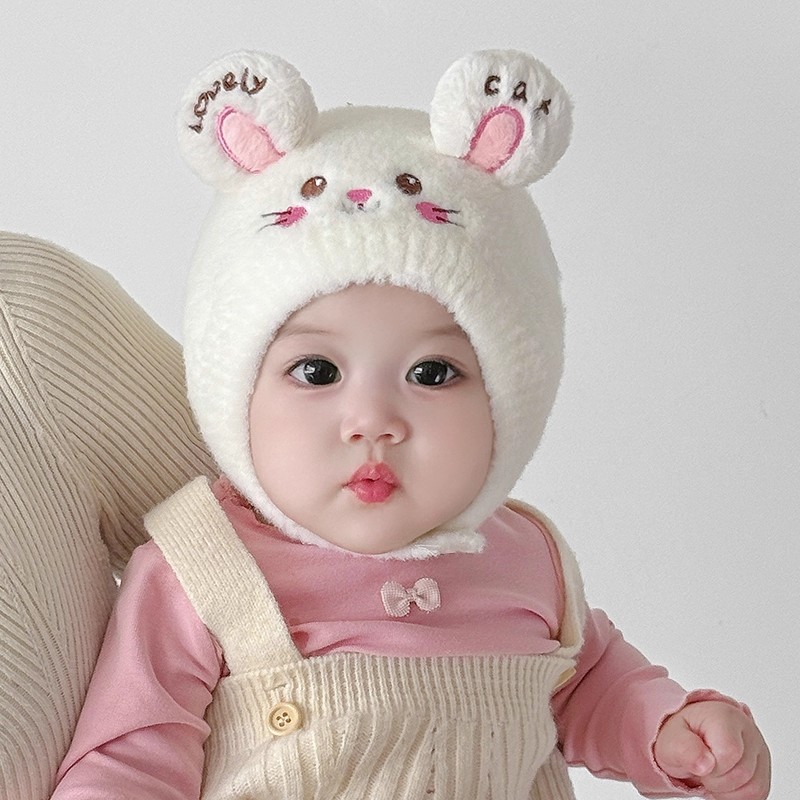 秋冬季婴儿帽子可爱婴幼儿保暖套头帽小月龄男女宝宝毛线帽护耳萌