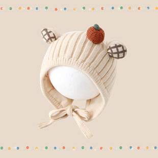 宝宝帽子秋冬季婴儿护耳帽男女宝保暖套头帽冬天可爱婴幼儿毛线帽