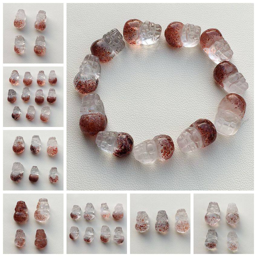 天然金草莓晶金太阳发貔貅手工雕刻水晶吊坠三圈手链项链男女饰品