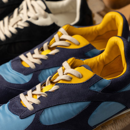 H春上7号 复古撞色 法柜牛反绒拼接头层羊皮运动德训鞋女46I2 特