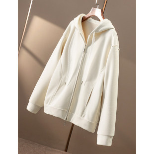 休闲加厚含羊毛天丝连帽卫衣外套女84B6 春天家 ￥249 秒