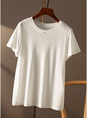 ￥秒！高品含天丝真丝圆领短袖针织T恤春天家女39B0
