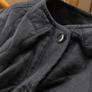 H春上7号 法柜100亚麻波浪绗缝新雪丽棉服外套D女07J1 低调老钱