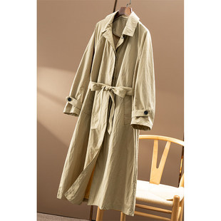 AA￥479 秒！春天家 大女主 复古微皱肌理系带收腰风衣外套4Y55