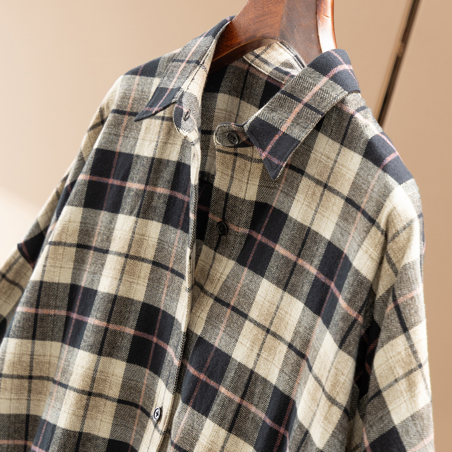 法柜高定高品质复古纯棉格子衬衫