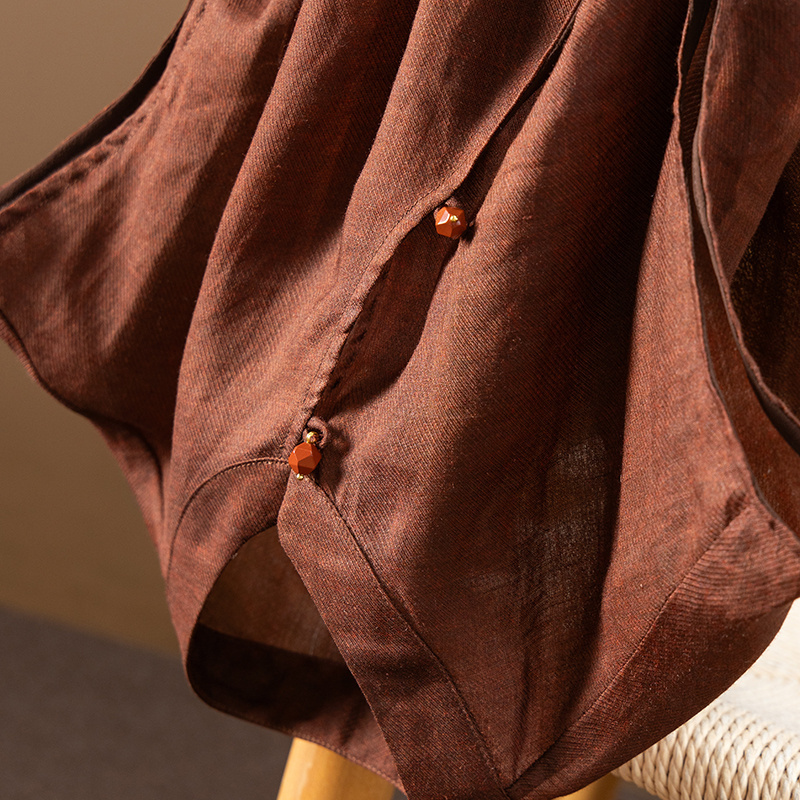 ￥498 秒！春天家 气质新中式苎麻斜襟不规则无袖衬衫女67A3