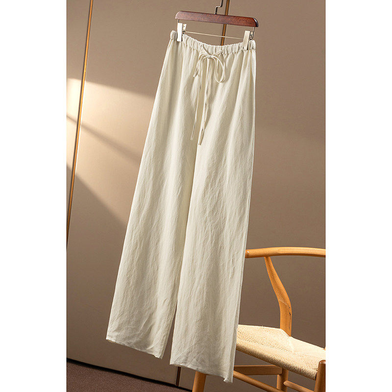 AA￥369 秒！春天家高品质真丝亚麻一片式松紧腰直筒裤女04F8,女装/女士精品,休闲裤,淘宝优惠券,粉丝福利购,淘宝优惠卷