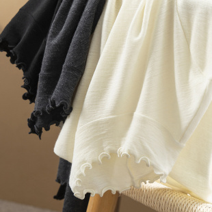 H春上7号 法柜100新澳羊毛木耳边半高领毛衣Sweater女06I1特