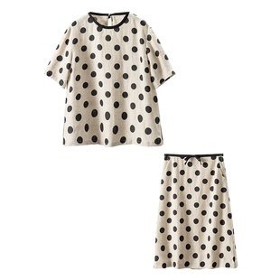 复古波点 春天家 雨露麻短袖 衬衫 女68C4 ￥299 半身裙套装 秒