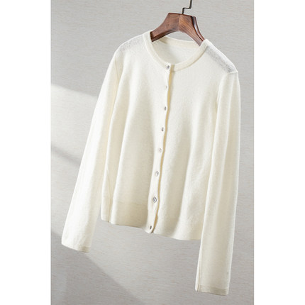 ￥468 秒！春上7号 法柜亮丝珠片羊绒圆领毛衣开衫女15F0