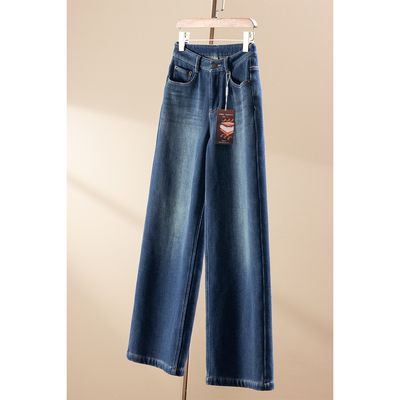 法G加绒直筒阔腿羽绒芯牛仔裤