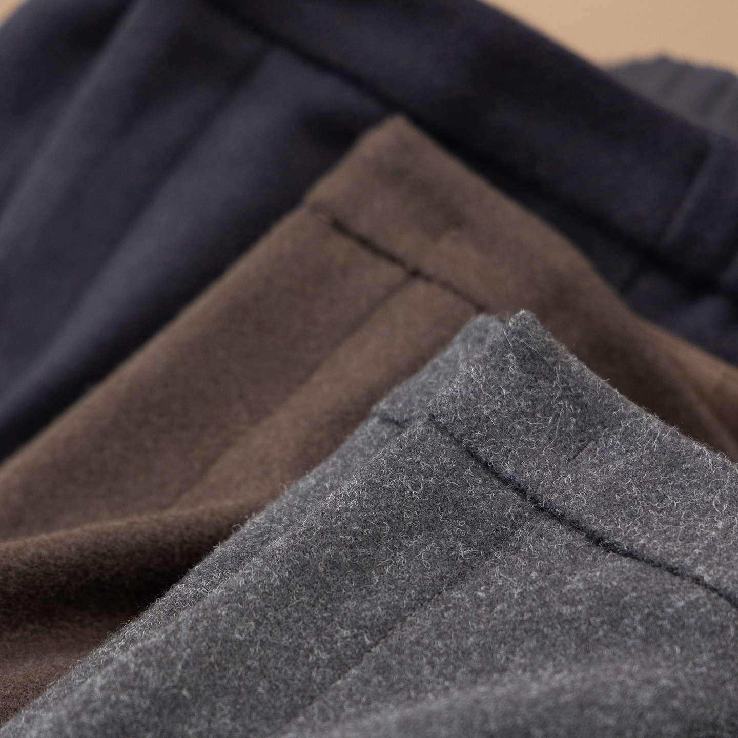 法柜含羊毛天丝阔腿镰刀毛呢裤