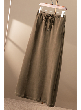 ￥278 秒！春天家 休闲松弛含天丝松紧腰A字半身裙女31E0