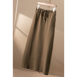 休闲松弛含天丝松紧腰A字半身裙女31E0 春天家 ￥278 秒