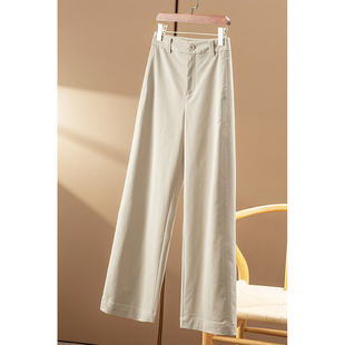 棉通勤^休闲高腰直筒阔腿裤 ￥299 天丝 春天家 女98A9 秒