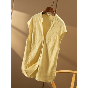 法柜轻奢欧标100亚麻斜裁V领衬衫 春天家 女82A1 秒 ￥259