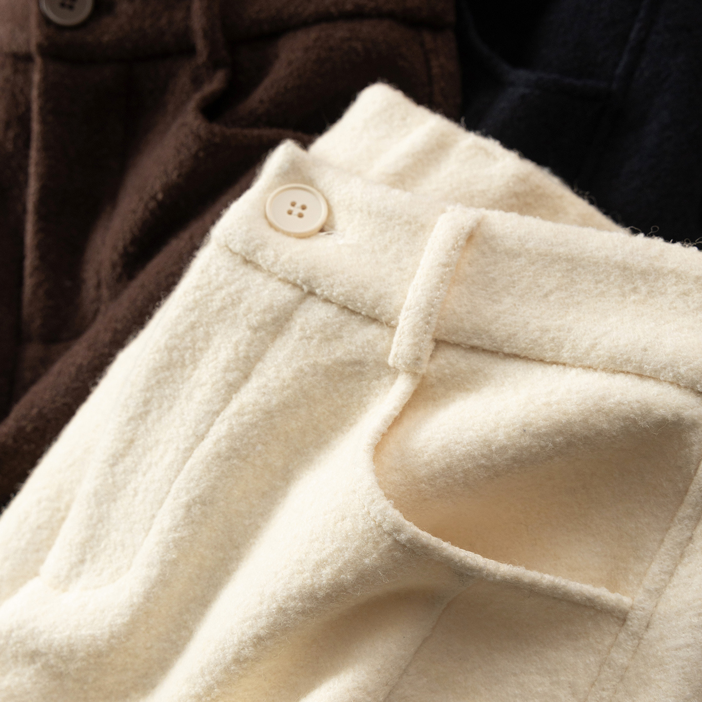 法柜含羊毛直筒阔腿毛呢八分裤