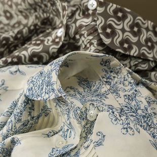 D28G7 H春上7号 通勤气质翻领真丝衬衫 复古高阶^优雅清丽 特 法柜