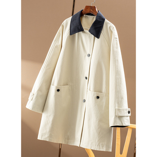 气质巴恩风 春天家 复古100棉撞色风衣外套女3Y47 秒 ￥419