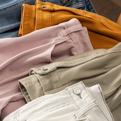 法G高级色含天丝阔腿镰刀牛仔裤