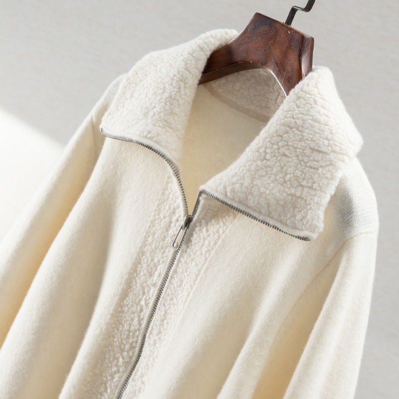 H春上7号 法G花纱羊毛羊绒圈圈绒POLO领毛衣开衫Sweater女5Y77