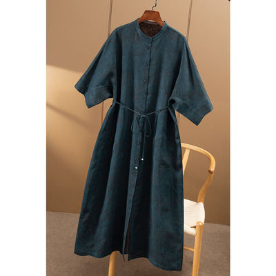 WW￥1549 秒！双面穿！花萝真丝香云纱衬衫连衣裙女春天家0P73