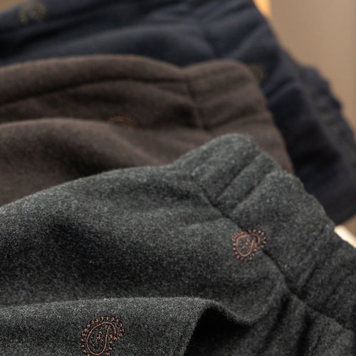 法G羊毛醋酸弯刀阔腿九分毛呢裤