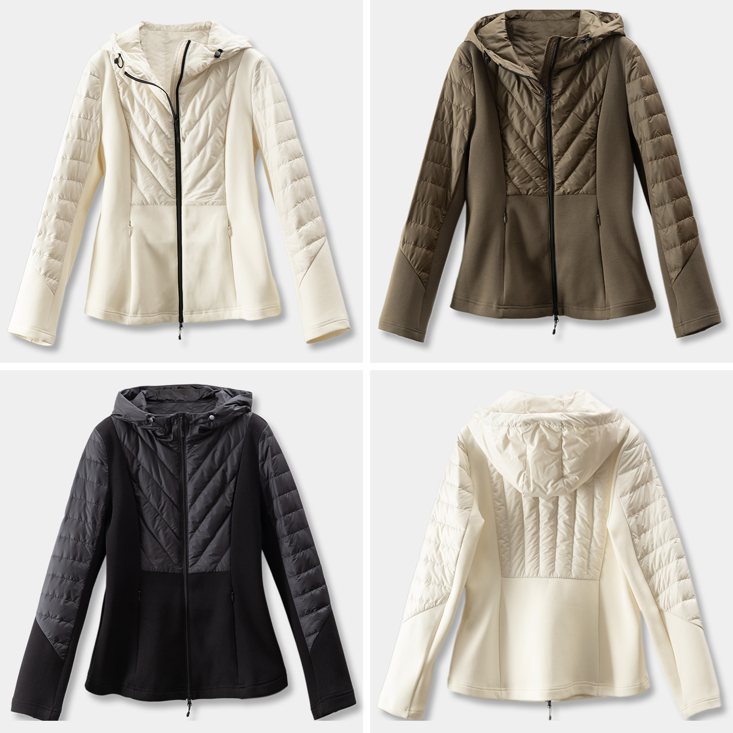 LU+拼针织连帽95白鹅绒羽绒服