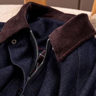 H春上7号 法柜中古蓝 复古工装利落100棉牛仔夹克外套女15G1 特