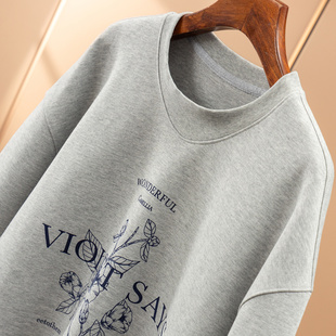 艺术印花精梳棉宽松长袖 美式 卫衣D女39I5 自带高级滤镜 H春上7号