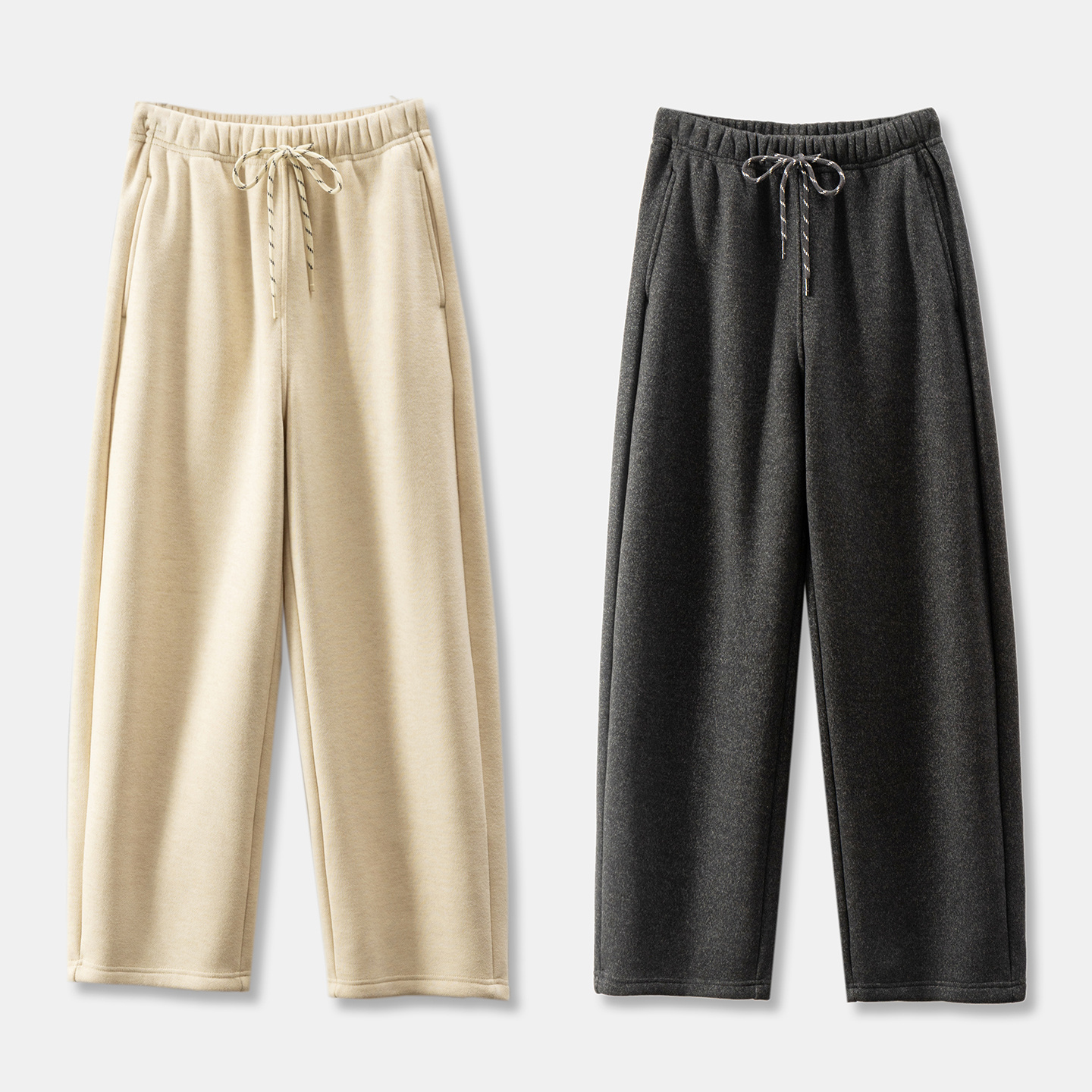 法G加绒含羊毛醋酸直筒阔腿裤