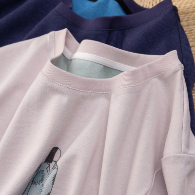 北欧艺术女孩印花棉圆领短袖T恤