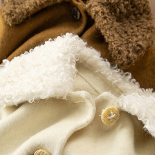 H春上7号暖呼呼 大衣外套D女49F2 法柜圈圈毛领羊毛羊驼双面呢短款