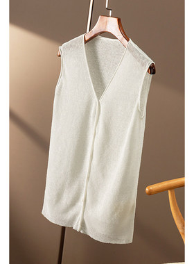 ￥秒！春天家 100针织亚麻！外D高货背心开衫马甲外套女9W44