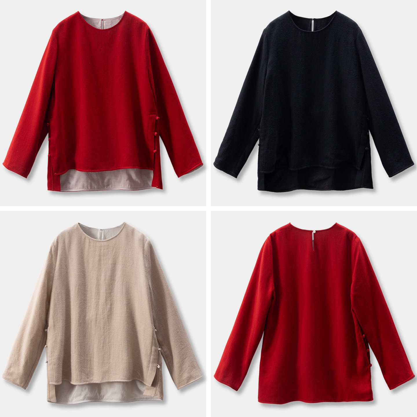 法G高品100羊毛前短后长圆领衬衫