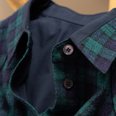 法G撞色色织格纹100羊毛衬衫外套