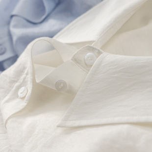 衬衫 H春上7号 口含亚麻褶皱肌理长袖 法G设计宽边袖 39F4 纸片人