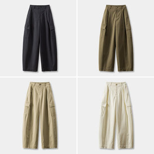 H春上7号 法柜 永不绉舒柔特 飒爽工装 免烫阔腿镰刀香蕉裤女20G4