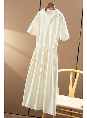 ￥268 秒！ 春天家 懒人裙 凉感速干Polo领短袖T恤连衣裙女65C8