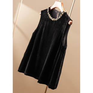 秒 背心衬衫 春天家 真丝丝绒钉珠圆领无袖 女2Y77 优雅 ￥379