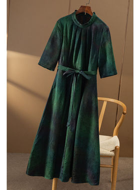 AA￥1380秒！高级色新中式重磅真丝香云纱收腰连衣裙女春天家5R63