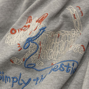 T恤D女81I1 法柜高品水柔棉立体刺绣圆领短袖 H春上7号 潦草小狗