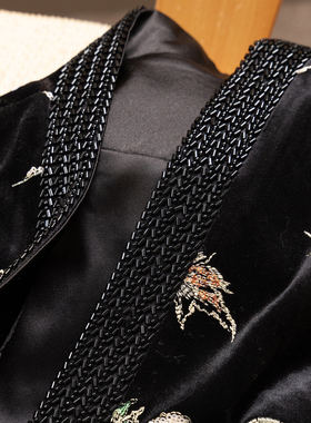 H春上7号 法奢 重工华贵 惊艳高光刺绣钉珠丝绒马甲外套D女12G5