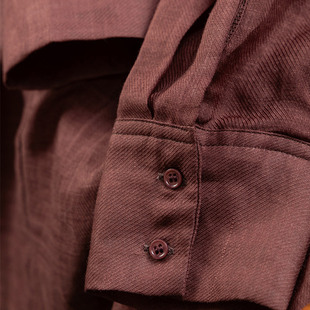 Blouse女24E2 H春上7号 衬衫 法柜苎麻大廓形V领牛角袖 特 高级松弛