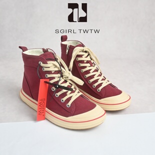 户外休闲透气厚底高帮鞋 2025新款 女潮 TWTW日系侧拉链麻布鞋 SGIRL