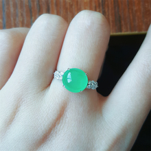 现货天然缅甸a级翡翠玉戒指冰种翡翠蛋面戒指18k金镶嵌翡翠戒指