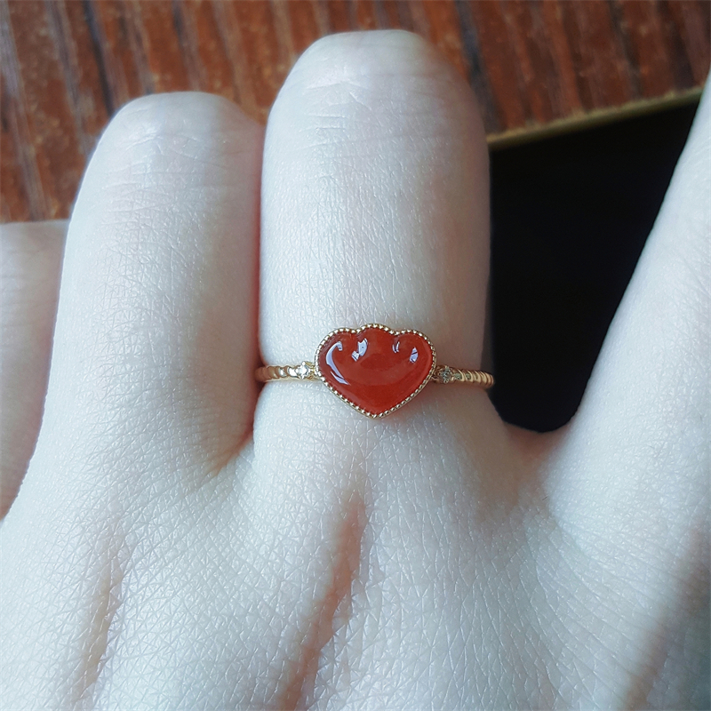 缅甸翡翠天然红翡翠如意戒指