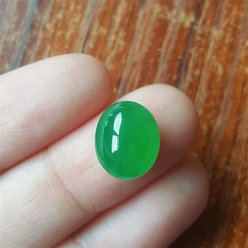 现货天然缅甸a级翡翠蛋面冰种翡翠戒面帝王绿翡翠绿蛋面吊坠
